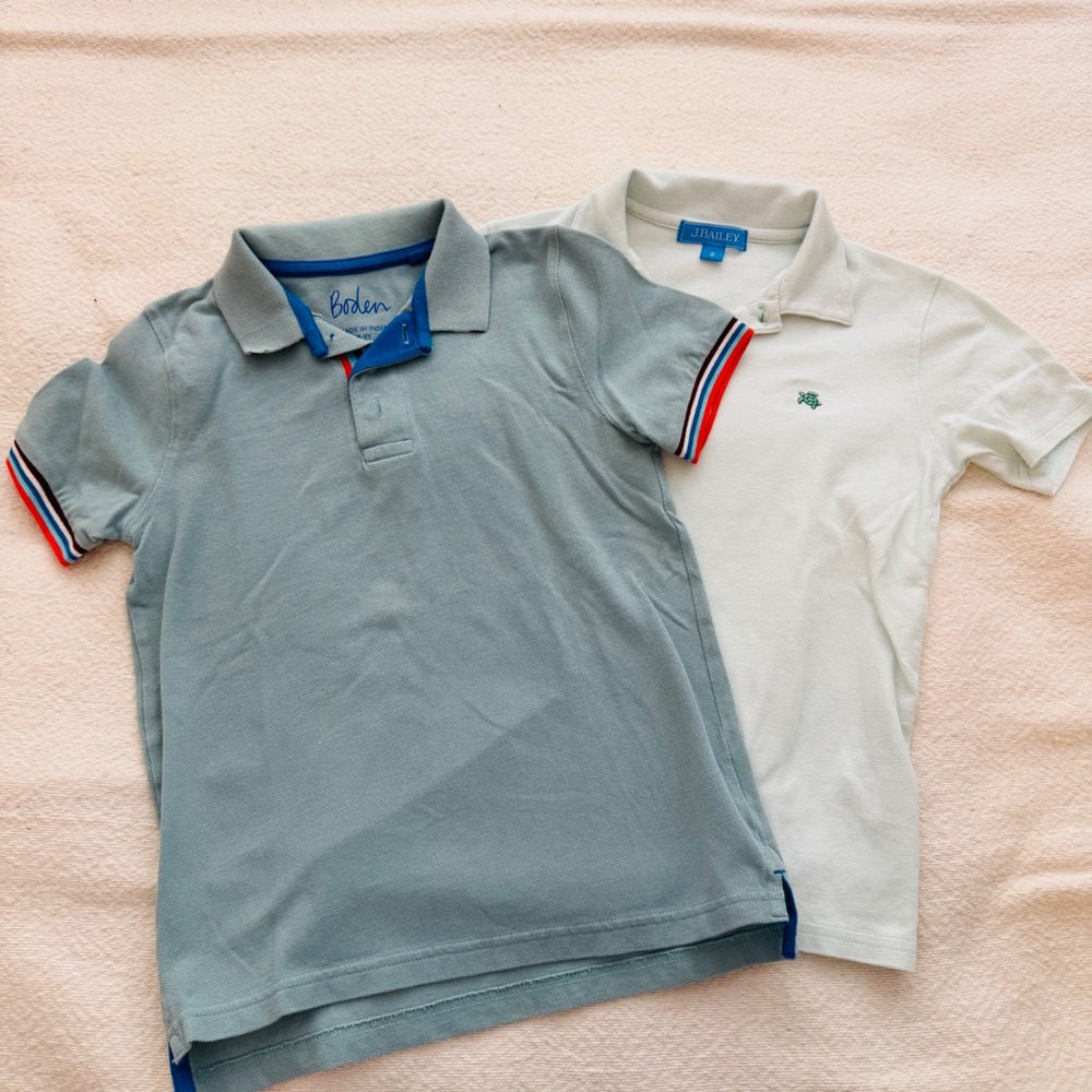 Boden, J Bailey Polo Shirt Bundle Blue Mint Green Size 8-9Y Boys Short Sleeve